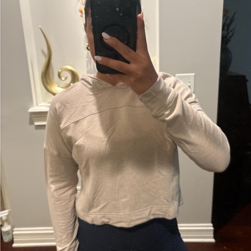 Lululemon Athletica Cream Crop Hoodie